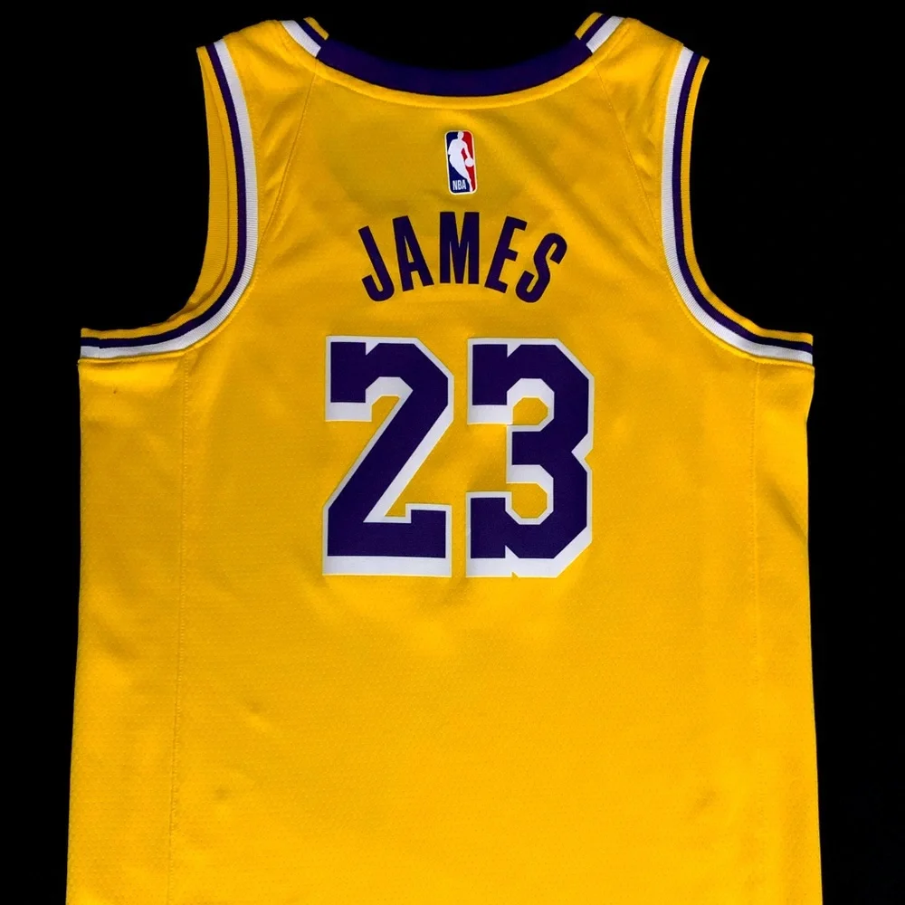 SOLD Nike LeBron James Los Angeles Lakers #23 Gold / Yellow Icon Swingman Jersey - Picture 2 of 7